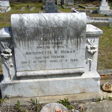 HUMAN Matthys Gerhardus 1858-1934 &amp; Antoinette R. VAN NIEKERK 1863-1949