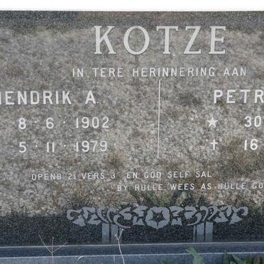 KOTZE Hendrika A. 1902-1979 &amp; Petronella 1909-1982