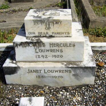 LOUWRENS Jacobus Hercules 1843-1920 &amp; Janet 1851-1926