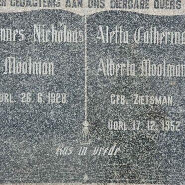 MOOLMAN Johannes Nicholaas -1928 &amp; Aletta Catharina Alberta ZIETSMAN -1952