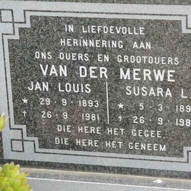 MERWE Jan Louis, van der 1893-1981 &amp; Susara L. 1896-1989