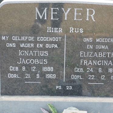 MEYER Ignatius Jacobus 1888-1969 &amp; Elizabeth Francina 1892-1982