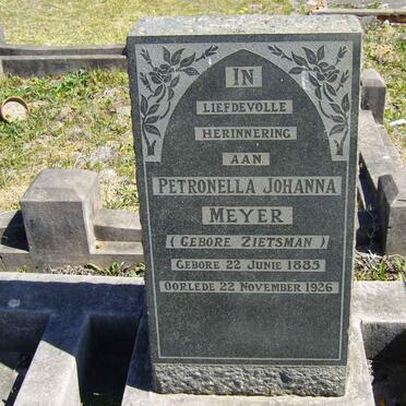 MEYER Petronella Johanna nee ZIETSMAN 1885-1926