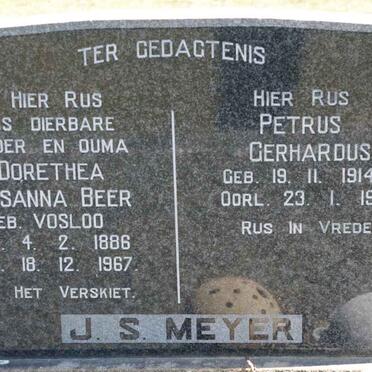MEYER Petrus Gerhardus 1914-1970 &amp; Sorethea Susanna VOSLOO 1886-1967