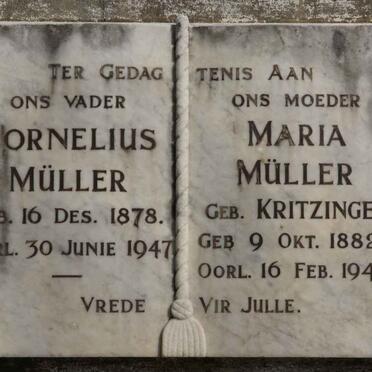 MüLLER Cornelius 1878-1947 &amp; Maria KRITZINGER 1882-1944