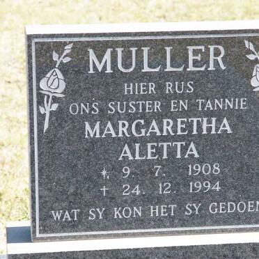 MULLER Margaretha Aletta 1908-1994