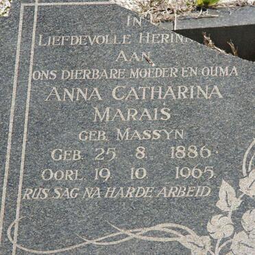 MARAIS Anna Catharina nee MASSYN 1886-1965