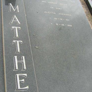 MATTHEE Aletta Johanna 1911-1999