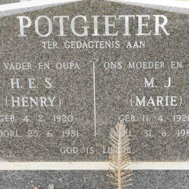 POTGIETER H.E.S. 1920-1981 &amp; M.J. 1921-1981
