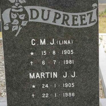PREEZ Martin J.J., du 1905-1986 &amp; C.M.J. 1905-1981