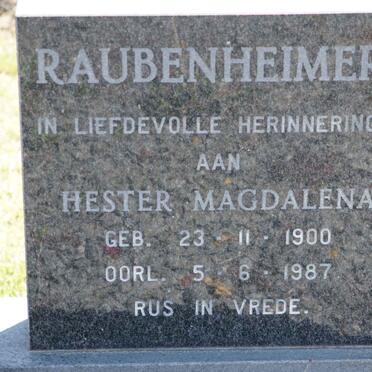 RAUBENHEIMER Hester Magdalena 1900-1987