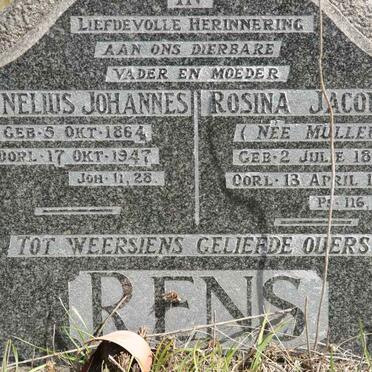 RENS Cornelius Johannes 1864-1947 &amp; Rosina Jacomina MULLER 1865-1937