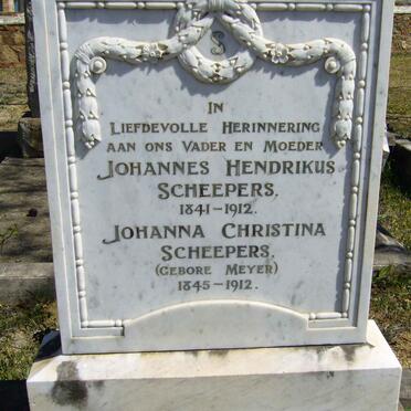 SCHEEPERS Johannes Hendrikus 1841-1912 &amp; Johanna Christina MEYER 1845-1912