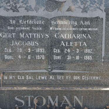 STOMAN Gert Matthys Jacobus 1893-1970 &amp; Catharina Aletta 1882-1965