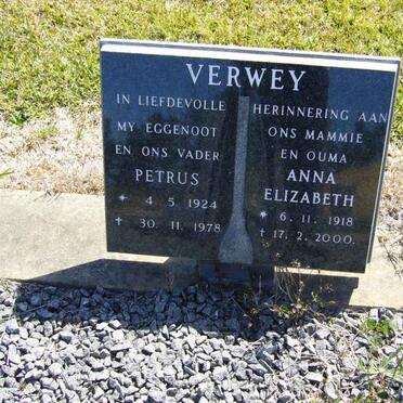 VERWEY Petrus 1924-1978 &amp; Anna Elizabeth 1918-2000