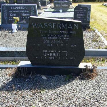 WASSERMAN Gabriel J. 1899-1983 &amp; Johanna T. 1904-1974