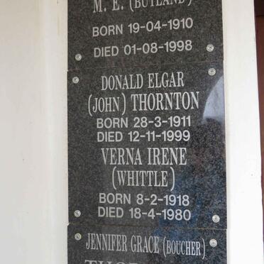 THORNTON Donald Elgar 1911-1999 & Verna Irene WHITTLE 1918-1980