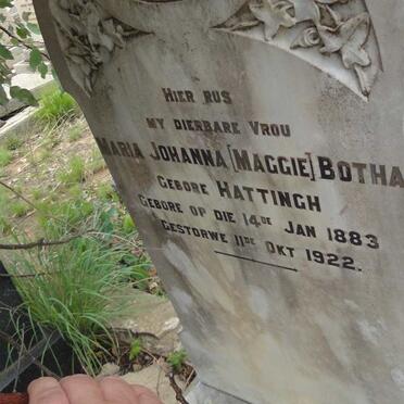 BOTHA Maria Johanna nee HATTINGH 1883-1922