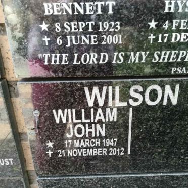 WILSON William John 1947-2012