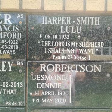 SMITH Lulu, HARPER 1933- :: ROBERTSON Desmond Dinnie 1920-2010