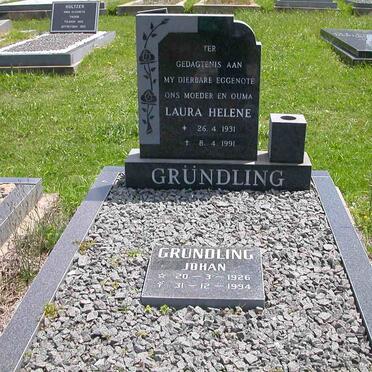 GRUNDLING Johan 1926-1994 &amp; Laura Helene 1931-1991