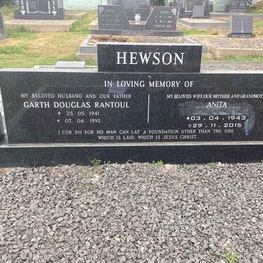 HEWSON Garth Douglas Rantoul 1941-1992 &amp; Anita 1943-2015