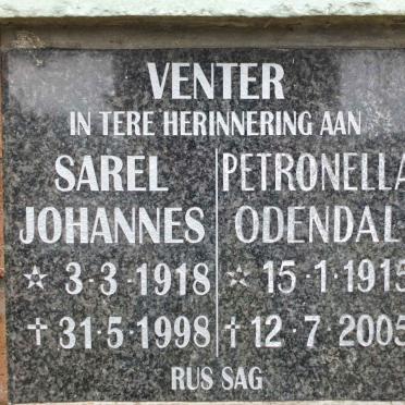 VENTER Sarel Johannes 1918-1998 &amp; Petronella ODENDAL 1915-2005