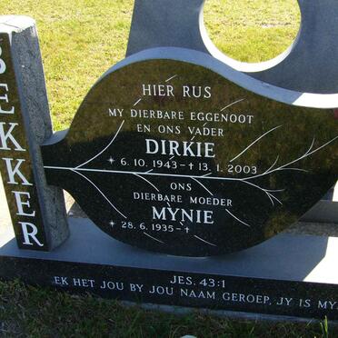 BEKKER Dirkie 1943-2003 &amp; Mynie 1935-