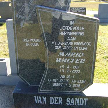SANDT Mario Walter, van der 1937-2000