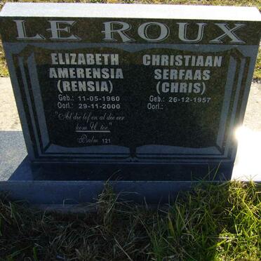 ROUX Christiaan Serfaas, le 1957 &amp; Elizabeth Amerensia 1960-2000