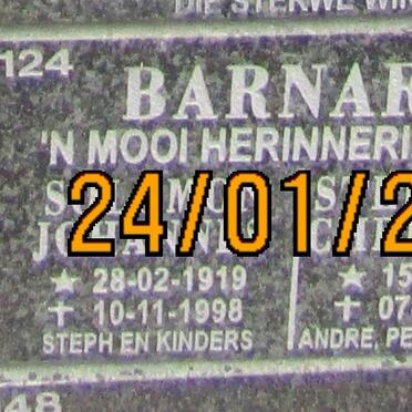 BARNARD Salomon Johannes 1919-1998 &amp; S. Christina 1927-2017