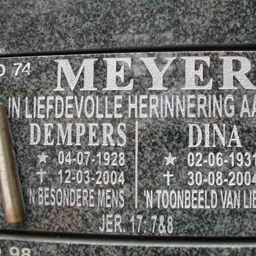 MEYER Dempers 1928-2004 &amp; Dina 1931-2004