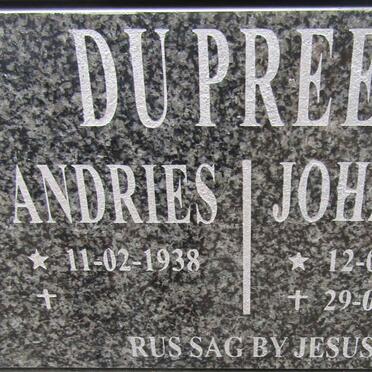 PREEZ Andries, du 1938- &amp; Johanna 1940-2020
