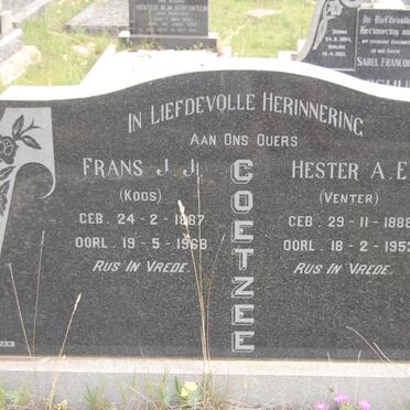 COETZEE Frans J.J. 1887-1968 &amp; Hester A.E. VENTER 1888-1953