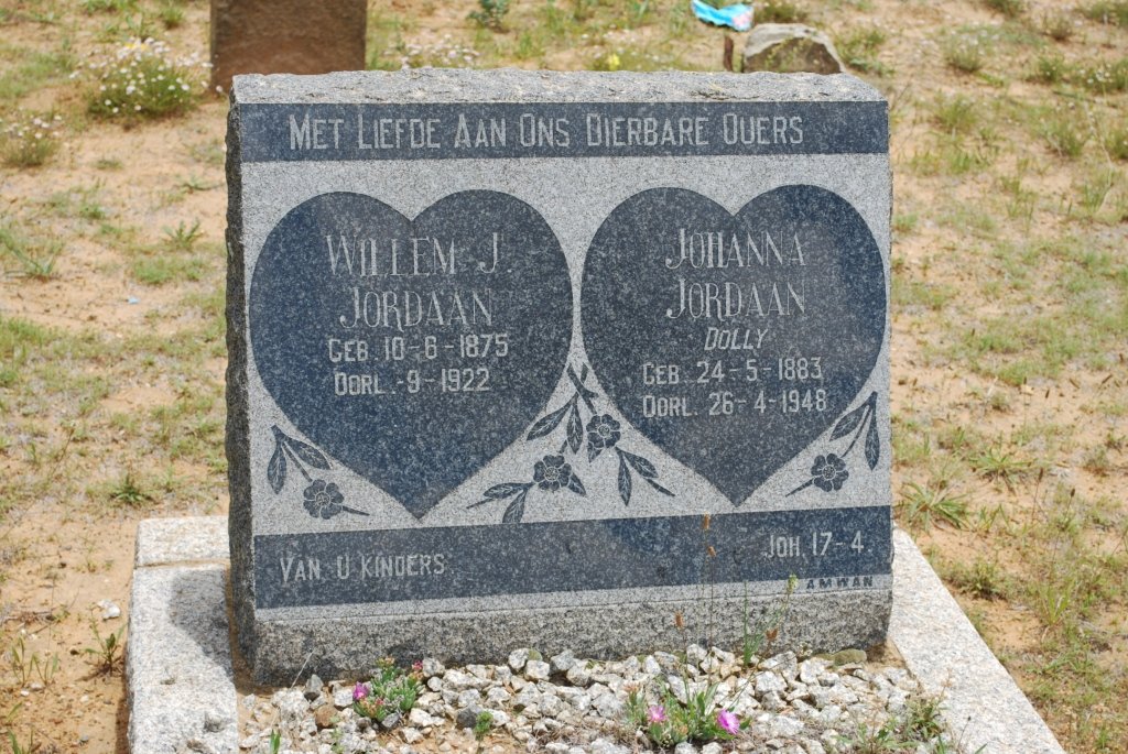 JORDAAN WIllem J. 1875-1922 &amp; Johanna 1883-1948