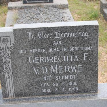 MERWE Gerbrechta E., v.d. nee SCHMIDT 1902-1993
