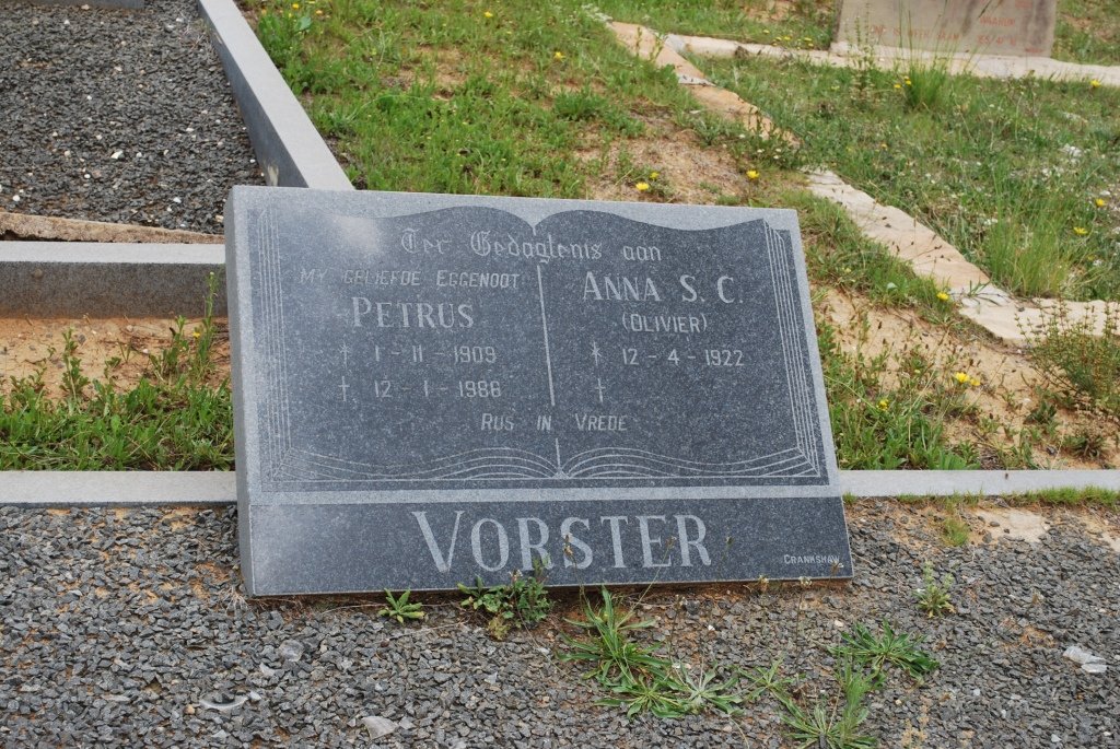 VORSTER Petrus 1909-1986 &amp; Anna S.C. OLIVIER 1922-