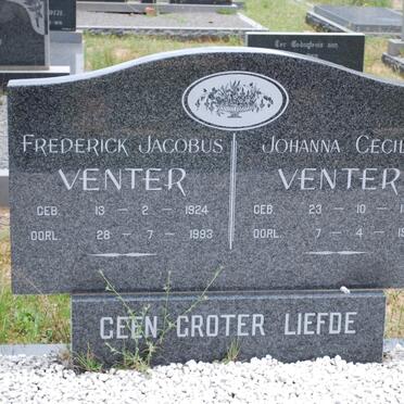 VENTER Frederick Jacobus 1924-1993 &amp; Johanna Cecilia 1923-1987