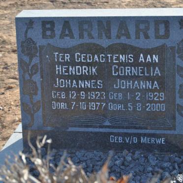 BARNARD Hendrik Johannes 1923-1977 &amp; Cornelia Johanna V.D. MERWE 1929-2000