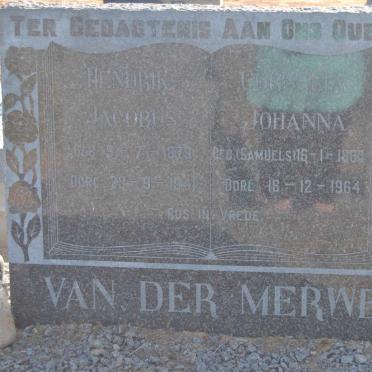 MERWE Hendrik Jacobus, van der 1879-1941 &amp; Cornelia Johanna SAMUELS 1883-1964