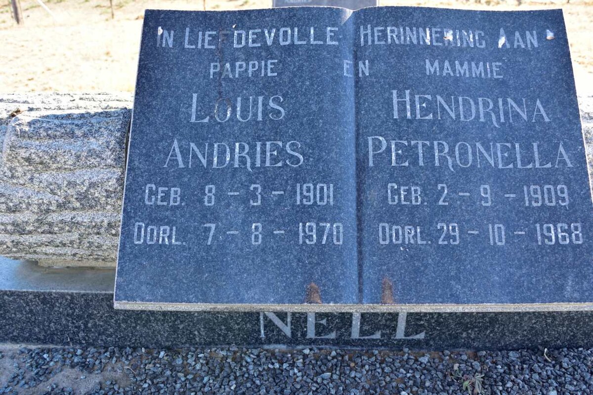 NELL Louis Andries 1901-1970 &amp; Hendrina Petronella 1909-1968