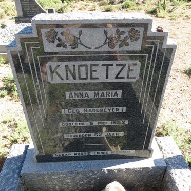 KNOETZE Anna Maria nee RADEMEYER -1952