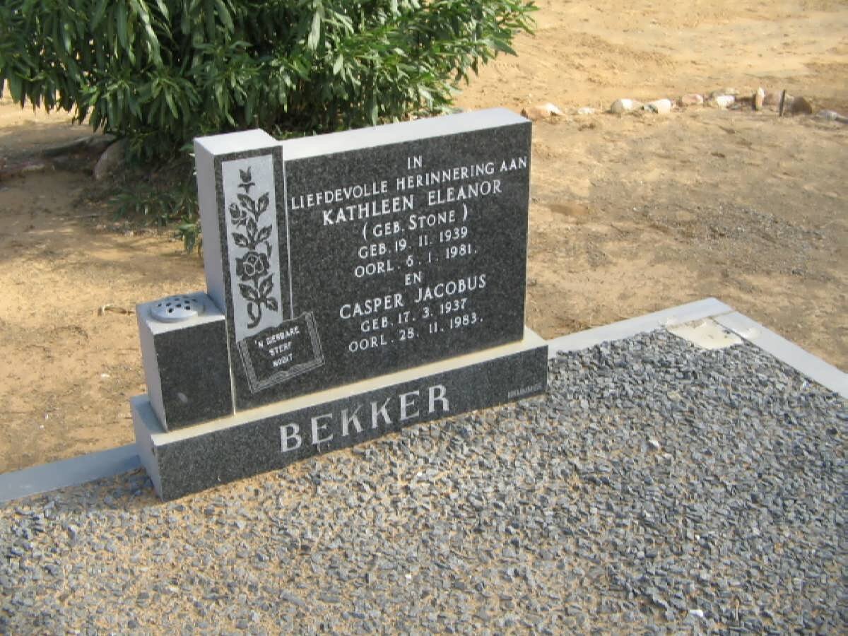 BEKKER Casper Jacobus 1937-1983 &amp; Kathleen Eleanor STONE 1939-1981
