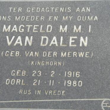 DALEN Magteld M.M.I., van voorheen KINGHORN geb VAN DER MERWE 1916-1980