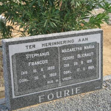 FOURIE Stephanus Francois 1888-1969 &amp; Magaretha Maria BLIGNAUT 1891-1969