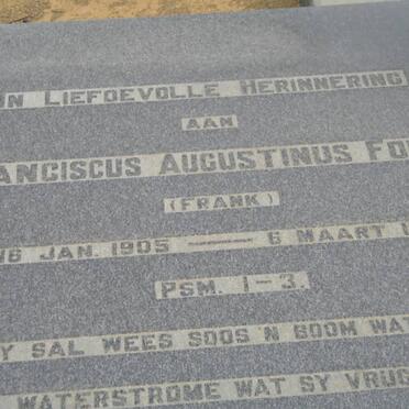 FOURIE Franciscus Augustinus 1905-1981