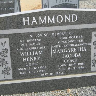 HAMMOND William Henry 1905-1977 Margaretha Jacoba 1918-1994