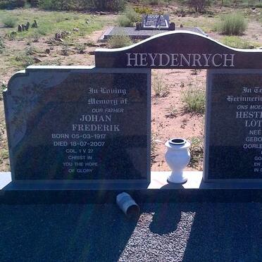 HEYDENRYCH Johan Frederik 1917-2007 &amp; Hester Lötter GREEFF 1925-2008