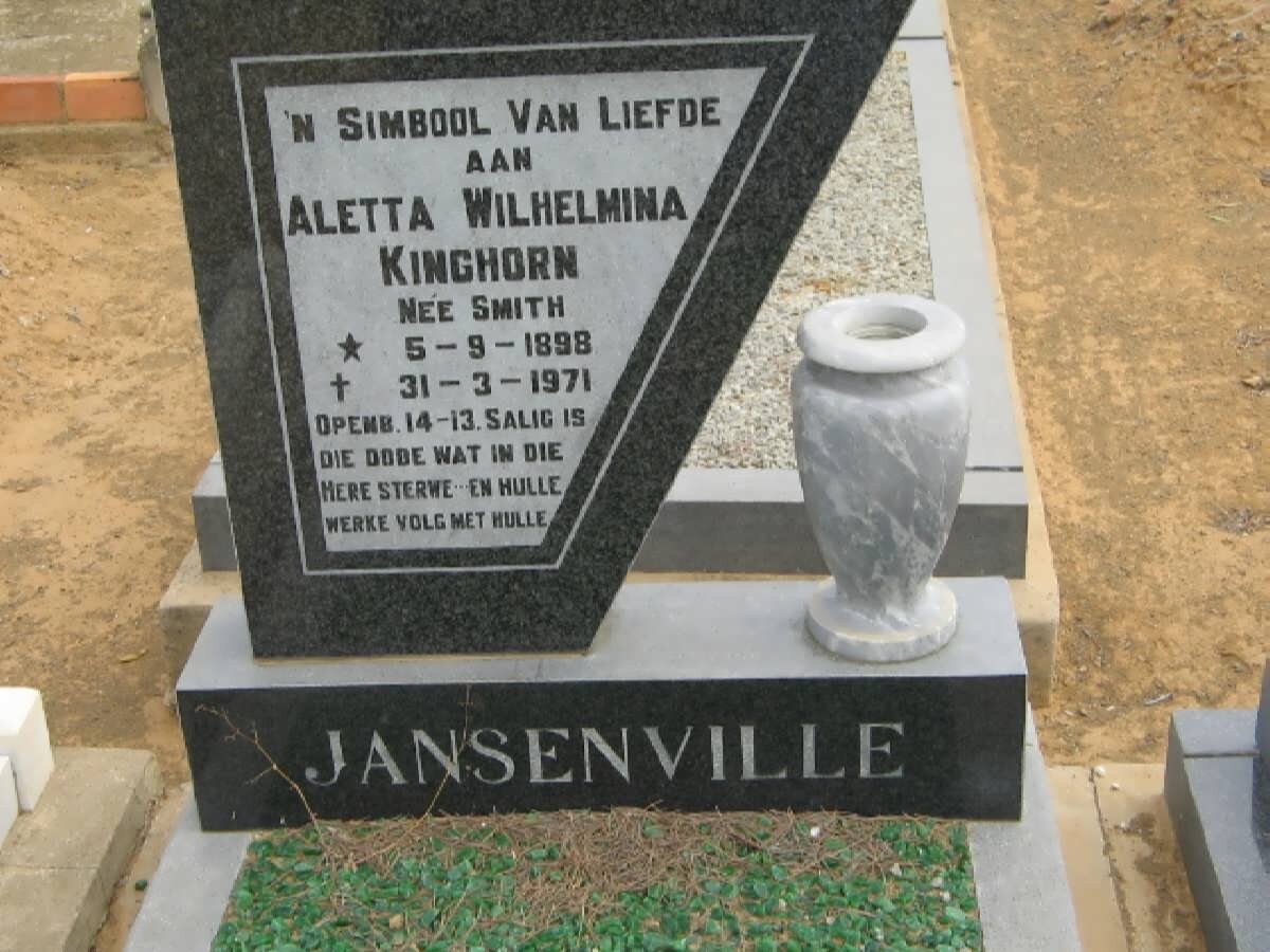 KINGHORN Aletta Wilhelmina nee SMITH 1898-1971