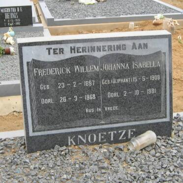 KNOETZE Frederick Willem 1897-1968 &amp; Johanna Isabella OLIPHANT 1908-1981